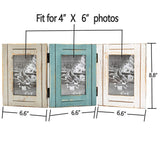 RiteSune Rustic 3 Picture Frame 4X6 Triple Hinged Distressed Photo Frame for Tabletop Display, Picture College Frame Present for Holiday, Festival, Christmas RiteSune