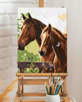 TOCARE Framed Paint by Numbers Kit for Adults, Horse Paint by Numbers with Frame,Horse Paint by Number Framed Canvas for Adults Animals (12x16Inch,Without Easel) TOCARE