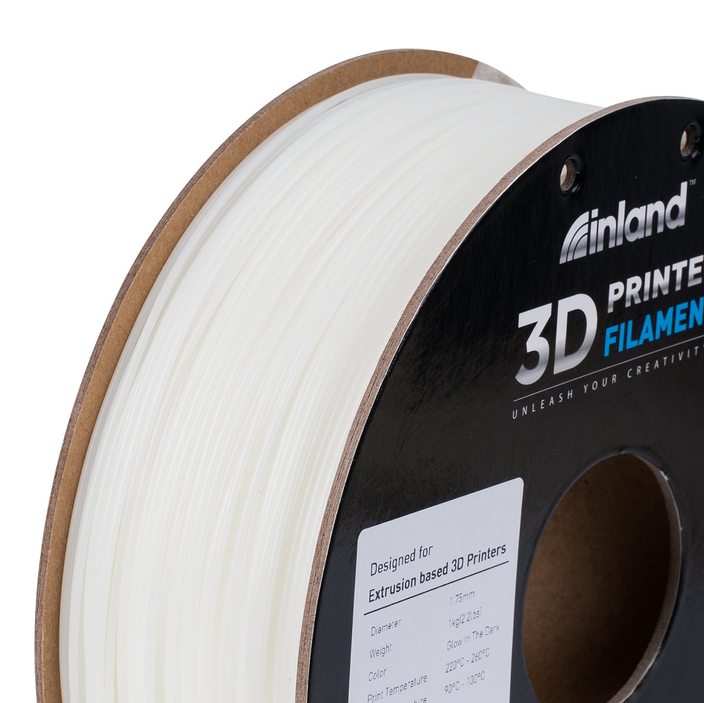 INLAND ABS Filament 1.75mm, ABS 3D Printing Filament, Dimensional Accuracy +/- 0.03 mm - 1kg Cardboard Spool (2.2 lbs) - Heat Resistant Glow in The Dark ABS Filament - WoodArtSupply