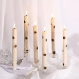 Eywamage Birch Bark LED Taper Candles with Remote, Battery Operated Wood Candles, LED Wax Candlesticks Set of 6 Eywamage