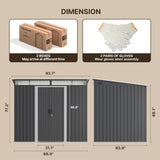 Gizoon 7.4'x5.3' Outdoor Storage Shed Metal Garden Shed with Sliding Lockable Doors, Versatile Tool Bike Shed with Transparent Panel Windows, Outdoor Storage Clearance for Backyard, Patio, Dark Gray Gizoon