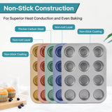 Spmarkt 2-Pack Muffin Pan with Carry Lid, Non-Stick 12-Cup Muffin Tin, Silver Cupcake Pan with Lid and Handle for Transporting, Suitable for Party, Holiday, Gathering etc Spmarkt