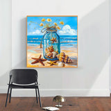 GXGLLPZBY 5D Diamond Painting Kits for Beginner, DIY Flower Ocean Theme Beach Diamond Art Kits for Adult, Suitability Full Round Diamond Dot Gem Art Kits, Home Wall Decoration 13.78x13.78 Inches GXGLLPZBY