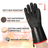 Schwer Grill BBQ Gloves 932℉ Heat Resistant Cooking Barbecue Gloves Waterproof Grilling Gloves for Turkey Fryer, Baking, Oven, Oil Resistant Neoprene Coating with Long Sleeve Schwer
