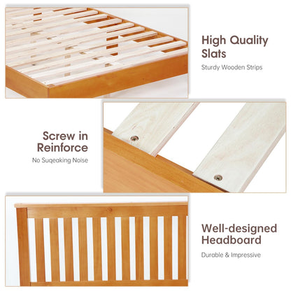 Solid Wood Platform Bed Frame with Headboard and Storage - Durable, Easy Assembly, No Box Spring Needed - WoodArtSupply