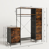 Famovoneer Garment Rack with Drawers & LED Light,Clothing Rack with Shelves,Tall Dresser with Hanging Rack for Apartment, Laundry Room, Bedroom Famovoneer