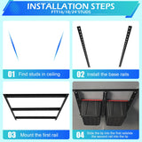 LMYYGOO Overhead Garage Storage Racks, Adjustable Ceiling Tote Storage Rails, Heavy Duty Garage Organizer Hanging Storage Rack for Most Storage Bins/Totes, 48" x 48" LMYYGOO