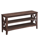 VASAGLE, Entryway Storage Bench, 2-Tier Shoe Rack, 11.8 x 39.4 x 18.9 Inches, Holds up to 600 lb, Farmhouse Style, for Living Room, Bedroom, Maroon Brown ULSB153K51 VASAGLE