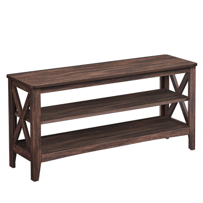 VASAGLE, Entryway Storage Bench, 2-Tier Shoe Rack, 11.8 x 39.4 x 18.9 Inches, Holds up to 600 lb, Farmhouse Style, for Living Room, Bedroom, Maroon Brown ULSB153K51