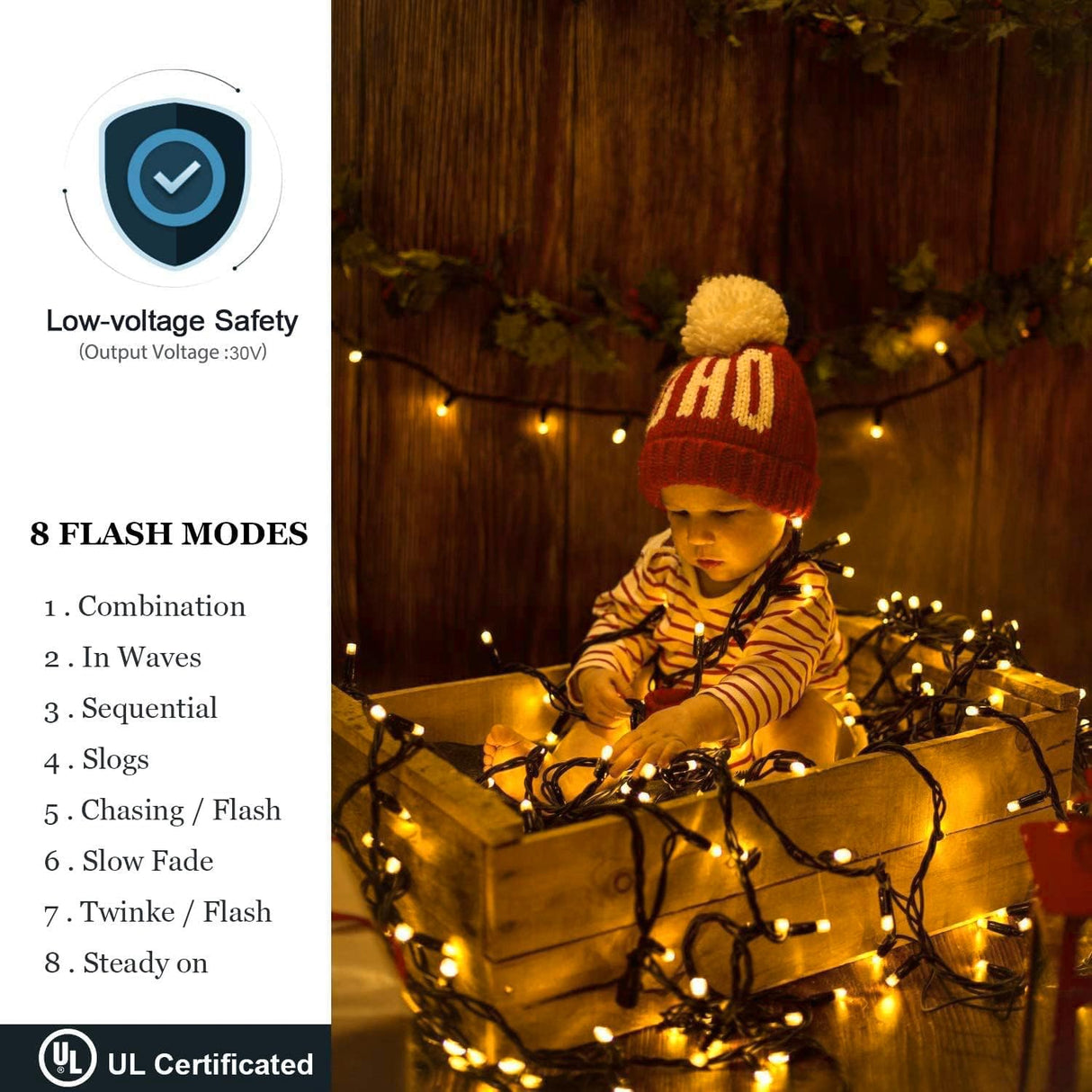 Christmas LED String Lights 82FT 1000 LEDs Christmas Tree Decoration Lights - Outdoor Waterproof Christmas Twinkle Fairy Lights for Garden Patio Xmas Wedding Party Holiday - Warm White Novtech