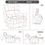 MCombo Power Lift Recliner Chair for Elderly, Lift Chair with Heat and Massage, USB &Type C Ports, Cup Holders, Faux Leather 7095 (Medium, Grey) MCombo