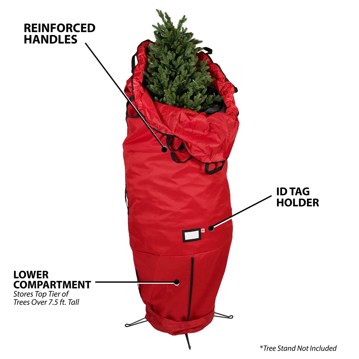 [Red Upright Tree Storage Bag] - 9 Foot Christmas Tree Storage Bag | Store Your Artificial Trees up to 9 Feet Tall - Keep Your Fake Tree Assembled | Hides Under Tree Skirt When Your Tree Is in Use