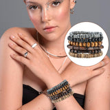 Telooco Wooden Mens Beaded Bracelets Adjustable Gothic Bracelet Elasticity Mens Bracelet Multi-Layer Detachable Beaded Bracelets for Men Telooco