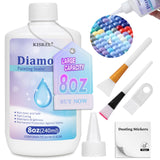 KISREL 240ml Diamond Painting Sealer, 8oz Quick-Dry Diamond Art Sealer with Applicator, Non-Toxic 5D Diamond Art Glue Permanent Adhesive, Puzzle Glue for Glossy Finish KISREL