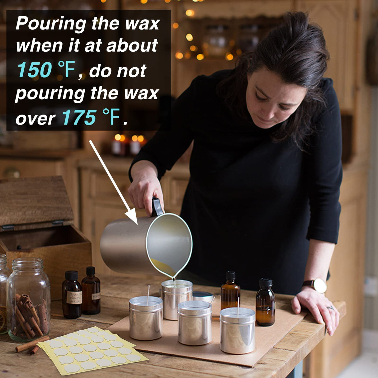 Aubeco 720PCS Candle Wicks for Candle Making, Candle Wick Stickers, Heat Resistance Double-Sided Stickers with The Little ‘‘Tail’’, Stickers for Candle Making Aubeco