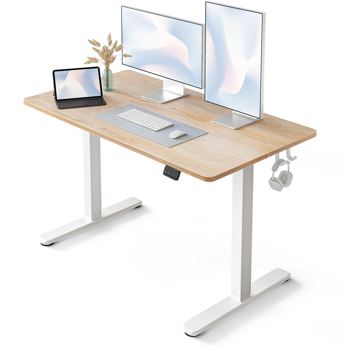 FEZIBO Standing Desk, Height Adjustable Computer Desk 48"x24", Sit Stand Workstation for Home Office,Oak FEZIBO