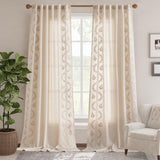 jinchan Linen Curtains for Bedroom Floral Curtains 108 Inch Length Linen Blend Beige Embroidered Drapes Farmhouse Flower Patterned Drapes for Living Room Window Treatments Set 2 Panels jinchan