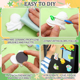 24 Set Ceramic Painting Kit for Kids DIY Ceramic Painting Figures Paint Your Own Flower Butterfly Statues Paint Craft Unpainted Plaster Figurines with Magnet Brush Paints for Adult(Adorable) Relaxweex