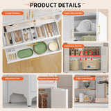 steelftyn 75" Pantry Storage Cabinet, Metal Storage Cabinet with 4 Doors, 2 Drawers, 3 Adjustable Shelves, White steelftyn