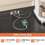 UPOSOJA Large Bakers Rack with Power Outlet, 62.4in Wide Kitchen Microwave Stand with Storage Shelves, 5-Tier Coffee Bar, Wine Rack, Goblet Holder, 8 Hooks, Wire Basket(Black, Large) UPOSOJA