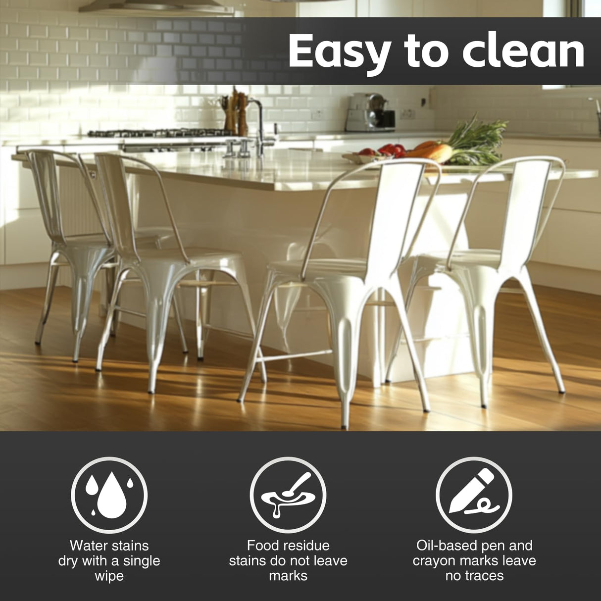 SOLEGGIATA White Metal Dining Chairs Set of 6 Iron Stackable Industrial Tolix Style Outdoor Farmhouse Kitchen Cafe Arctic White Color SOLEGGIATA