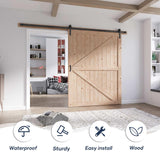 FREDBECK 60in x 84in Wood Barn Door with 10FT Barn Door Hardware Kit Included K Shape Solid Spruce Wood Panel Need to Assembly FREDBECK