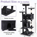Cat Tree 70 Inches Cat Tower for Indoor Cats Multi-Level Cat Condo with Litter Box Enclosure,Scratching Posts for Indoor Cats (Dark Gray) XXkseh