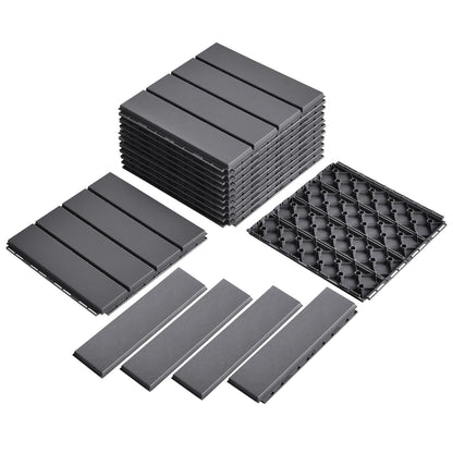 9 Pcs Plastic Interlocking Deck Tiles 12“x 12” for Bathroom, Swimming Pool, Garden, Balcony, Indoor & Outdoor Floor Drainage, Non Slip Soft Floor Mat