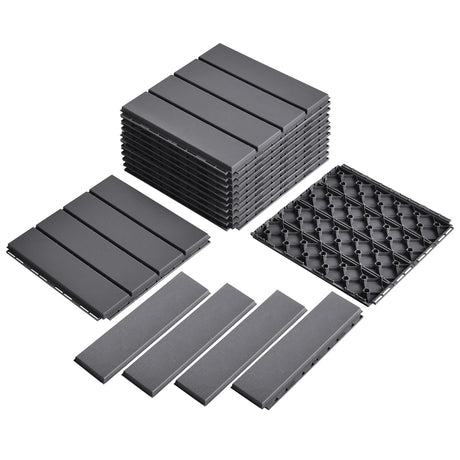 9 Pcs Plastic Interlocking Deck Tiles 12“x 12” for Bathroom, Swimming Pool, Garden, Balcony, Indoor & Outdoor Floor Drainage, Non Slip Soft Floor Mat YI