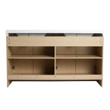 Calieton 60 Inch Freestanding Vanity, 60" Bathroom Vanity with Sink, Double Sink Floor Stand Vanity Combo, Modern Brown Bathroom Vanity Set with 4 Doors and White Basin Sink Calieton