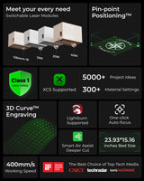 xTool S1 Laser Engraver Kit, Class 1 Laser Engraver and Cutter with Smart Air Aisst and Honeycomb Panel, Auto-Focus Laser Machine 10W Enclosed Laser Engraving Machine for Home Crafts xTool