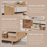 IFGET 48" Modern Coffee Table, 2-Tier Minimalist Center Table with Storage Shelf, Curved Profile Design, Wooden Rectangular Living Room Table w/Wood Thick Design for Living Room, Office, Natural Oak IFGET