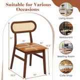 Giantex Wooden Dining Chairs Set of 2, PU Leather Upholstered Kitchen Chairs w/Breathable Mesh Cane Backrest, Rubber Wood Frame, Padded Seat, Farmhouse Armless Side Chairs for Dining Room, Coffee Giantex