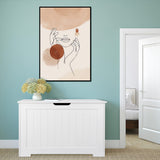 SUPER DEAL Storage Chest, 30 inches Chest Box Organizer with 2 Safety Hinges, Wooden Entryway Storage Bench, White SUPER DEAL