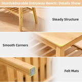 Nnewvante Bamboo Entryway Bench, 33.46" End of Bed Bench for Bedroom, 2 Tier Modern Indoor Bench for Living Room, Dining Room, Hallway, Holds up to 300lbs Nnewvante
