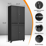 ZAOUS Metal Storage Cabinet, Heavy Duty Garage Cabinet on Wheels, 72'' Tall Storage Cabinets Tool Cabinet with Doors and Shelves for Home Office Utility Room, Black ZAOUS