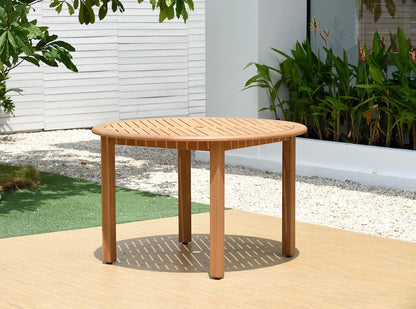 Amazonia Indiana Patio Dining Teak Finish | Durable and Ideal for Indoors and Outdoors, Round Table, Brown - WoodArtSupply