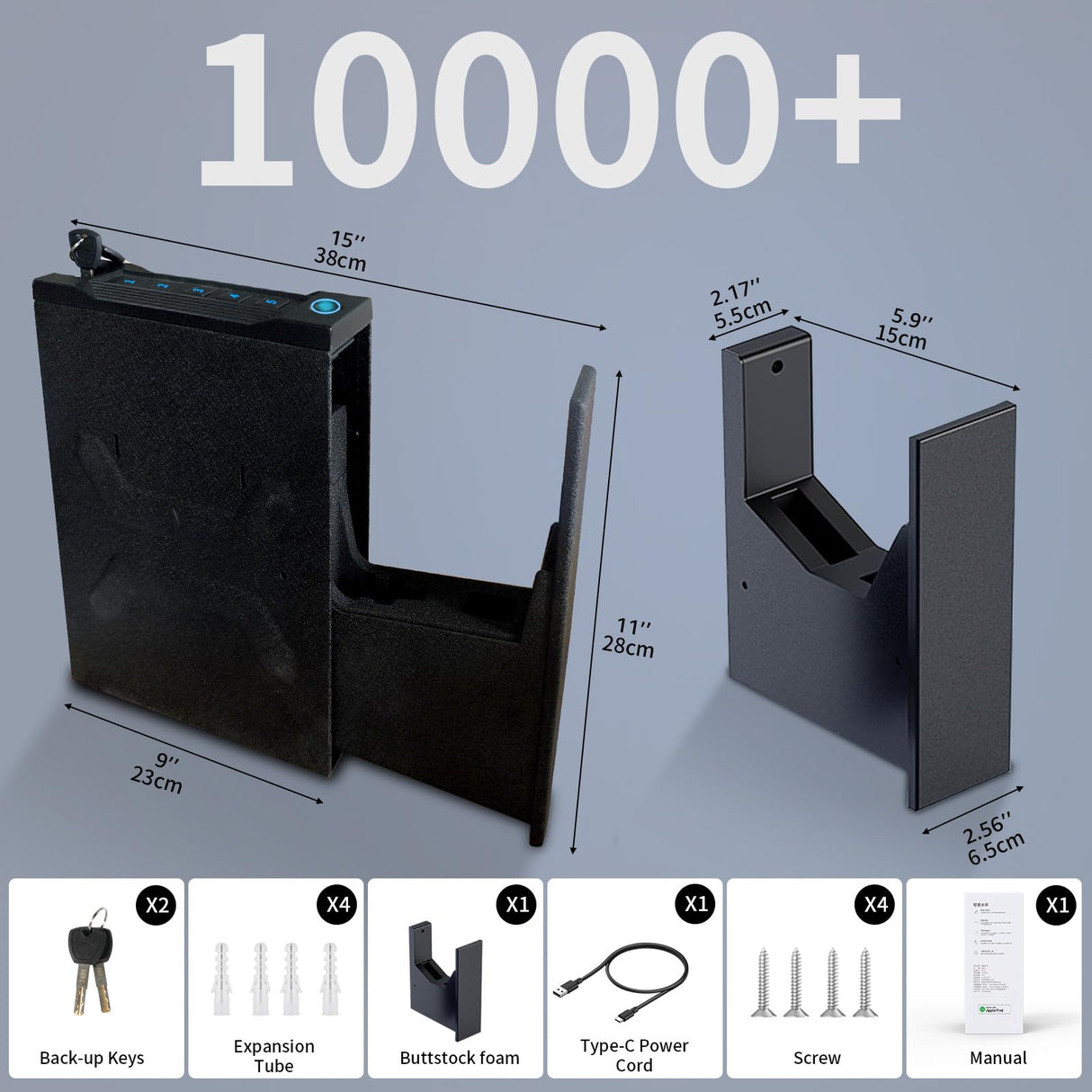 Biometric Gun Safe for Nightstand, Desk, Bedside Mounted, Auto Open Pistol Safe, Drawer Handgun Safe with Internal LED light, Silent mode, Quick Access Gun Lock Box with Fingerprint, PIN Code, Key XDeer