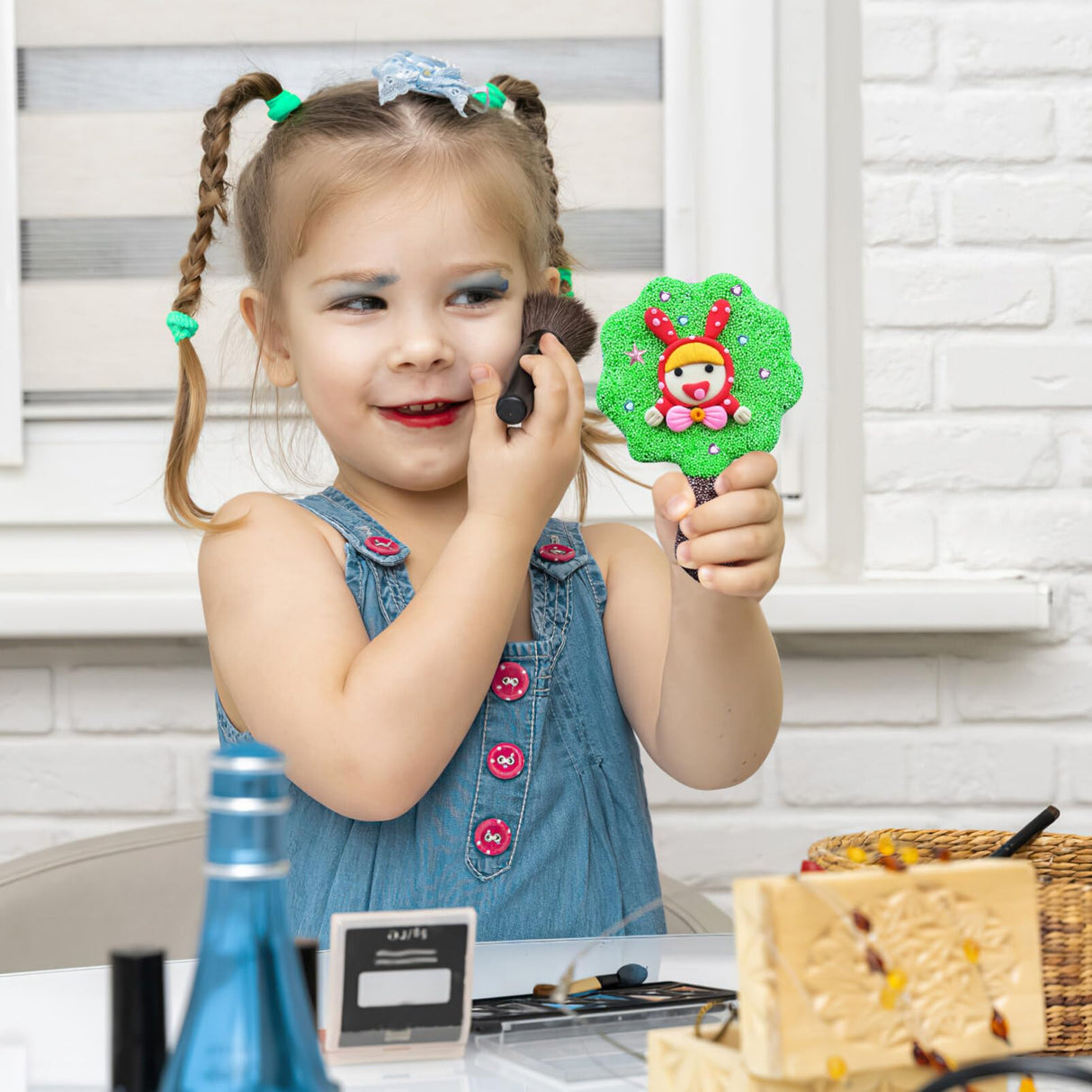 TEHAUX DIY Unfinished Wooden Mirror for Crafts to Paint Set Kids Handheld Mirror Mini Princess Hand Mirror Make Your Own Mirror Craft Handmade Painting Crafting Supplies TEHAUX