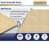 WINDSCREEN4LESS 15' x 15' x 15' Sun Shade Sail UV Block Fabric Canopy in Sand Triangle for Patio Garden Patio Customized Sizes Windscreen4less