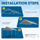 Quictent 10x20 ft Heavy Duty Carport Canopy Galvanized Car Tent Outdoor Garage Boat Shelter with Reinforced Structure, No Sidewall - Grey Quictent