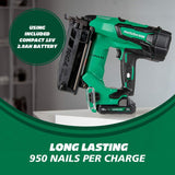 Metabo HPT 18V MultiVolt™ Straight Cordless Finish Nailer Kit, 16 Gauge Finish Nailer, (1) 18V 2.0Ah Lithium Ion Battery w/Fuel Gauge, Accepts Finish Nails, Lifetime Power Tool Warranty, NT1865DMST Metabo HPT