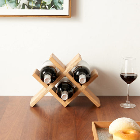 TRWISWDC Wine Rack Countertop Oak Wooden Wine Bottle Holder Rustic Free Standing Wine Storage Racks for Tabletop, Hutches and Display Cabinets - No TRWISWDC