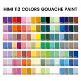 HIMI Gouache Paint Set, 112 Colors x 12g Twin Jelly Cup Design in a Carrying Case, Non-Toxic Paint for Canvas and Paper, Perfect for Artists, Student, Gouache Opaque Painting(White) ARTME