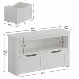 IRONCK Toy Storage Organizer for Boys and Girls with Drawers, Floor Toy Box with Wheels and Open Shelf, Storage Chest for Nursery, Playroom and Bedroom, White IRONCK