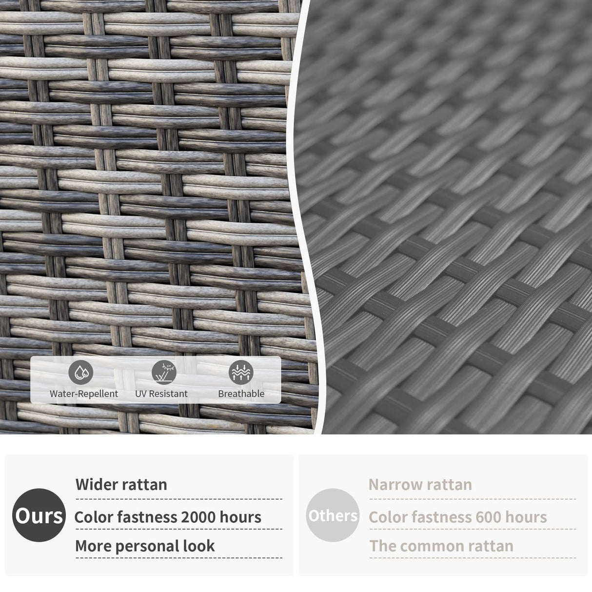 MEISSALIVVE 3 Pieces Outdoor Swivel Rocker, Patio Furniture Bistro Set with 360° Wood Armrests Swivel Rocking Chairs and Side Table for Porch,Deck,Balcony(Grey/Blue) MEISSALIVVE