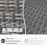 MEISSALIVVE 3 Pieces Outdoor Swivel Rocker, Patio Furniture Bistro Set with 360° Wood Armrests Swivel Rocking Chairs and Side Table for Porch,Deck,Balcony(Grey/Blue) MEISSALIVVE