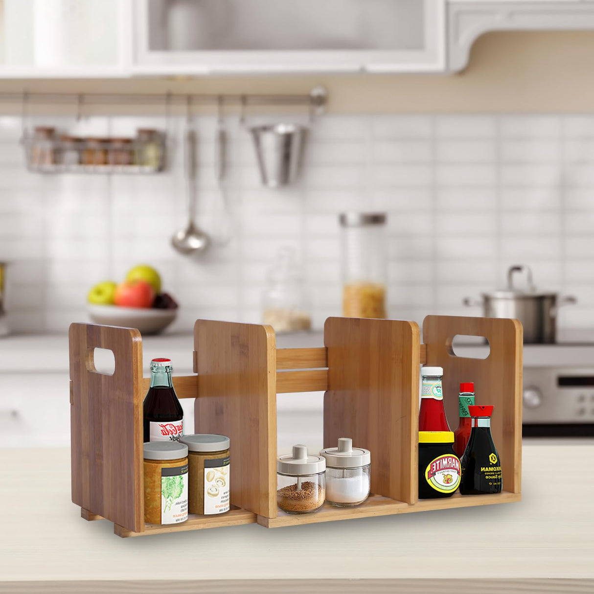 Expandable Bamboo Desktop Bookshelf Organizer by Jaycomey - Stylish and Versatile Book Rack for Home and Office Jaycomey