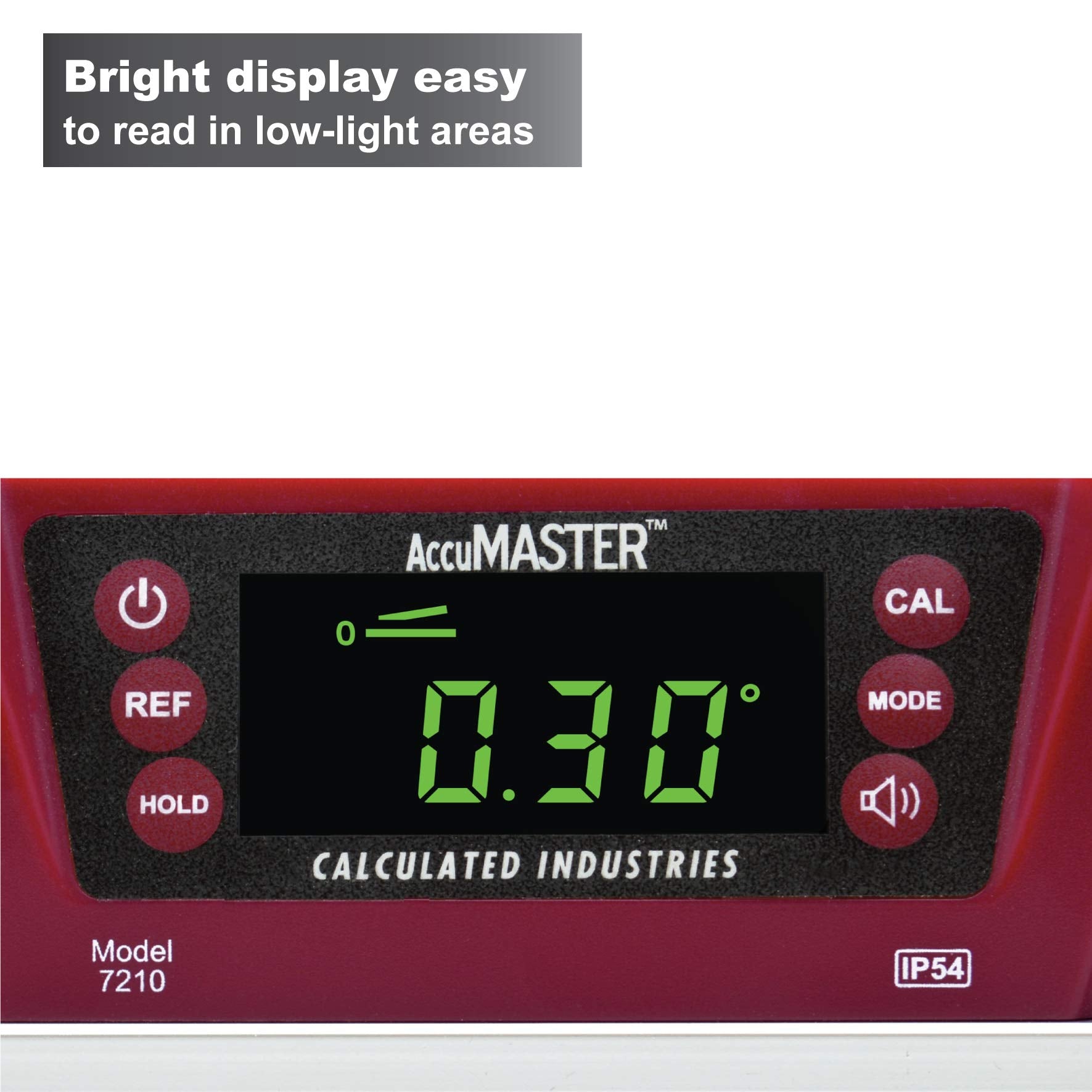 Calculated Industries 7210 AccuMASTER PRO Digital Torpedo Level and Protractor | 10” Inch | Neodymium Magnets | Bright LED Display | IP54 Dust/Water Resistant, Red - WoodArtSupply