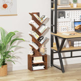 SHEEPAM 10 Tier Tree Bookshelf,Floor Standing Wood Tall Bookcase for Narrow Space, Storage Organizer Bookshelves for Books, Book Case for CDs/Movies/Books,Home Office,Living Room, Bedroom SHEEPAM